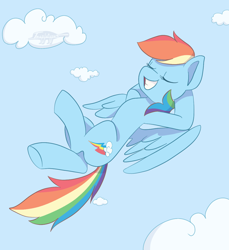 Size: 1100x1200 | Tagged: safe, artist:imaplatypus, imported from derpibooru, rainbow dash, cloud, eyes closed, flying, grin, sky, smiling, solo