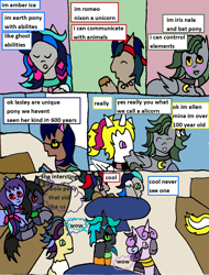 Size: 1280x1687 | Tagged: safe, artist:ask-luciavampire, imported from derpibooru, oc, alicorn, bat pony, changeling, earth pony, pony, undead, unicorn, vampire, werewolf, zebra, comic, tumblr