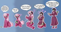 Size: 1232x648 | Tagged: safe, artist:quickcast, imported from derpibooru, cheerilee, human, arabic, commission, human coloration, humanized, natural hair color, pony to human, transformation, transformation sequence