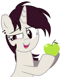 Size: 2018x2556 | Tagged: safe, artist:brainr0tter, imported from derpibooru, oc, oc only, pony, unicorn, apple, food, solo