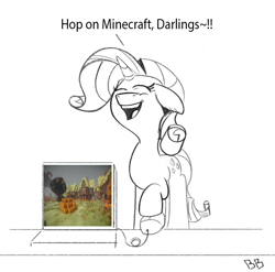 Size: 1165x1149 | Tagged: safe, artist:boxybrown, imported from derpibooru, rarity, unicorn, minecraft, sketch