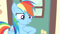 Size: 1266x720 | Tagged: safe, imported from derpibooru, screencap, rainbow dash, pony, equestria games (episode), friendship express, locomotive, solo, steam locomotive, train