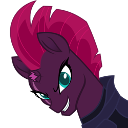 Size: 500x500 | Tagged: safe, artist:the smiling pony, imported from derpibooru, tempest shadow, pony, unicorn, .svg available, broken horn, bust, grin, horn, looking at you, simple background, smiling, solo, svg, transparent background, vector