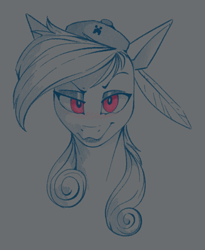 Size: 450x550 | Tagged: safe, artist:stray prey, imported from derpibooru, oc, oc only, oc:pryeblue, earth pony, pony, bust, female, hat, looking at you, mare, portrait, solo