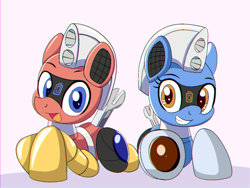 Size: 1440x1080 | Tagged: safe, artist:trackheadtherobopony, imported from derpibooru, oc, oc:silverstream, oc:trackhead, pony, robot, robot pony, cute, looking at you, lying down, pointing at you
