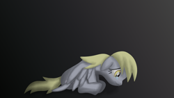 Size: 1920x1080 | Tagged: safe, artist:platinumdrop, imported from derpibooru, derpy hooves, pegasus, pony, alone, commission, crying, cute, derpabetes, female, floppy ears, looking down, mare, sad, sad pony, sadorable, scrunchy face, simple background, sitting, solo, tears of sadness, teary eyes, wings, wings down