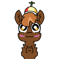 Size: 1000x1000 | Tagged: safe, artist:sweetsterty, imported from derpibooru, button mash, earth pony, pony, blushing, buttonbetes, chest fluff, colt, cute, foal, hat, male, propeller hat