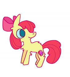 Size: 933x1028 | Tagged: safe, artist:ponyenjoer, imported from derpibooru, apple bloom, earth pony, pony, alternate eye color, back fluff, chest fluff, female, filly, foal, simple background, smiling, solo, white background, wrong eye color