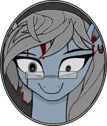 Size: 2387x2803 | Tagged: safe, alternate version, artist:truedepressed, imported from derpibooru, earth pony, pony, blood, ear piercing, earring, glasses, insanity, jewelry, mask, piercing, simple background, solo, white background