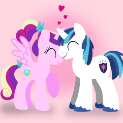 Size: 1400x1400 | Tagged: safe, artist:mlplary6, imported from derpibooru, princess cadance, shining armor, alicorn, pony, unicorn, boyfriend and girlfriend, colt, colt shining armor, eyes closed, female, filly, filly cadance, heart, love, male, mare, shiningcadance, shipping, smiling, stallion, straight, teen princess cadance, younger