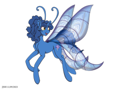 Size: 4093x2894 | Tagged: safe, artist:jjs, imported from derpibooru, oc, oc only, oc:nighttime wishes, breezie, unicorn, antennae, breezie oc, breeziefied, female, horn, mare, simple background, solo, species swap, transparent background, unicorn oc, wings