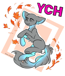 Size: 1576x1860 | Tagged: safe, artist:yuris, imported from derpibooru, oc, oc only, pony, advertisement, any gender, any race, autumn, commission, leaves, open mouth, simple background, smiling, solo, white background, ych sketch, your character here
