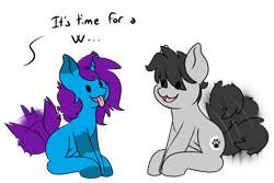 Size: 3000x2000 | Tagged: safe, artist:noxi1_48, imported from derpibooru, earth pony, pony, unicorn, behaving like a dog, cute, daily dose of friends, eye clipping through hair, happy, open mouth, open smile, smiling, tail, tail wag, tongue out