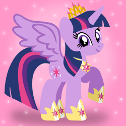 Size: 1400x1400 | Tagged: safe, artist:mlplary6, imported from derpibooru, twilight sparkle, alicorn, pony, crown, female, jewelry, looking at you, mare, regalia, smiling, smiling at you, twilight sparkle (alicorn)