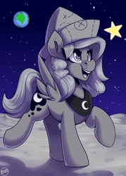 Size: 1500x2100 | Tagged: safe, artist:shadowreindeer, imported from derpibooru, princess luna, alicorn, female, filly, solo, space, woona, younger