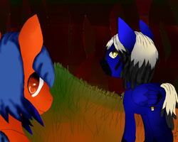 Size: 1024x820 | Tagged: safe, artist:artsenravenbrave, imported from derpibooru, oc, oc only, pegasus, pony, duo, male, stallion