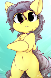 Size: 1250x1920 | Tagged: safe, artist:dshou, imported from derpibooru, oc, oc only, oc:tami k. maru, earth pony, pony, belly, belly button, bipedal, chest fluff, earth pony oc, looking at you, no neck, no pupils, solo