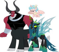 Size: 1000x881 | Tagged: safe, artist:fruft, edit, editor:incredibubbleirishguy, imported from derpibooru, vector edit, cozy glow, lord tirek, queen chrysalis, alicorn, centaur, changeling, changeling queen, pony, the ending of the end, .svg available, alicornified, antagonist, cozycorn, duo, duo female, evil grin, female, grin, legion of doom, link in source, male, mean three, race swap, smiling, trio, ultimate chrysalis, vector, villainess, wrong aspect ratio