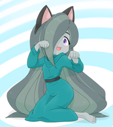 Size: 3065x3433 | Tagged: safe, alternate version, artist:batipin, imported from derpibooru, marble pie, human, equestria girls, cat ears, cute, equestria girls-ified, hair over one eye, marblebetes, open mouth