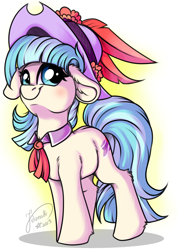 Size: 2894x4093 | Tagged: safe, artist:julunis14, imported from derpibooru, coco pommel, earth pony, pony, cocobetes, cute, female, floppy ears, hat, high res, looking at you, mare, smiling, smiling at you, solo