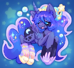 Size: 2048x1881 | Tagged: safe, artist:ibbledribble, imported from derpibooru, princess luna, alicorn, pony, :p, clothes, sleepy, slippers, socks, solo, tongue out