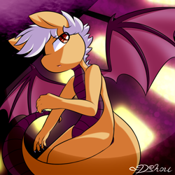 Size: 800x800 | Tagged: safe, artist:dshou, imported from derpibooru, oc, oc only, oc:jake, dracony, dragon, hybrid, pony, looking up, lying down, on side, open mouth, solo, spread wings, wings