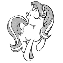 Size: 1818x1818 | Tagged: safe, anonymous artist, imported from derpibooru, starlight glimmer, eyes closed, female, mare, open mouth, solo, traditional art