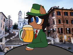 Size: 901x676 | Tagged: safe, artist:laurelcrown, imported from derpibooru, oc, oc:laurel crown, pony, alcohol, beer, colored, digital art, drink, drinking, flat colors, stock image
