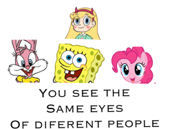 Size: 2048x1536 | Tagged: safe, imported from derpibooru, pinkie pie, earth pony, pony, rabbit, animal, babs bunny, blue eyes, coincidence i think not, eye, eyes, female, looking at you, male, mare, meme, spongebob squarepants, star butterfly, star vs the forces of evil, tiny toon adventures