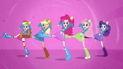 Size: 3840x2160 | Tagged: safe, edit, edited screencap, imported from derpibooru, screencap, applejack, fluttershy, pinkie pie, rainbow dash, rarity, human, equestria girls, equestria girls (movie), boots, clothes, cowboy boots, cowboy hat, dancing, female, hat, helping twilight win the crown, human coloration, humane five, shoes, wondercolt ears, wondercolts uniform
