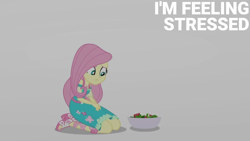 Size: 1920x1080 | Tagged: safe, edit, edited screencap, editor:quoterific, imported from derpibooru, screencap, fluttershy, equestria girls, equestria girls series, rollercoaster of friendship, food, salad, solo