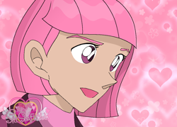 Size: 1124x804 | Tagged: safe, artist:siti shafiyyah, imported from twibooru, oc, oc:annisa trihapsari, human, anime, crossover, detective conan, heart, heart background, ibispaint x, image, open mouth, pink background, png, simple background, solo, watermark