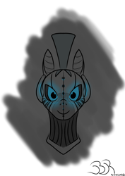 Size: 2480x3508 | Tagged: safe, artist:bifrose, zecora, pony, robot, robot pony, zebra, simple background