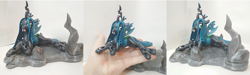 Size: 4000x1200 | Tagged: safe, artist:neo glin, imported from derpibooru, queen chrysalis, changeling, changeling queen, craft, female, figurine, sculpture, smiling, solo, wings
