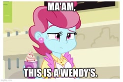 Size: 613x407 | Tagged: safe, edit, edited screencap, editor:anonymous, imported from derpibooru, screencap, cup cake, equestria girls, meme, ponified meme, sir this is a wendy's, wendy's