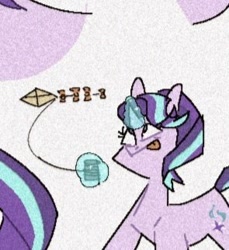 Size: 295x322 | Tagged: safe, artist:disaterror, imported from derpibooru, starlight glimmer, pony, unicorn, concentrating, kite, kite flying, levitation, magic, telekinesis, tongue out