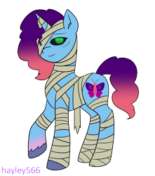 Size: 1886x2130 | Tagged: safe, artist:hayley566, imported from derpibooru, pony, unicorn, bandage, black sclera, clothes, costume, cute, female, g5, halloween, halloween costume, holiday, mare, markings, misty brightdawn, mistybetes, mummy, mummy costume, raised hoof, scar, simple background, solo, stitches, transparent background, unshorn fetlocks