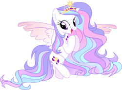 Size: 12185x9014 | Tagged: safe, artist:shootingstarsentry, imported from derpibooru, oc, oc:celestial jewel, alicorn, changepony, hybrid, pony, absurd resolution, female, interspecies offspring, jewelry, mare, offspring, parent:princess celestia, parent:thorax, parents:thoralestia, simple background, solo, tiara, transparent background