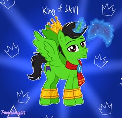 Size: 2100x2013 | Tagged: safe, artist:prismagalaxy514, imported from derpibooru, alicorn, pony, clothes, crossover, crown, gamer, jewelry, king, king of skill, narrowed eyes, party crashers, ponified, regalia, scarf, solo, video game, youtuber