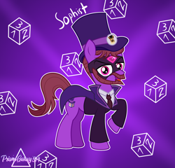 Size: 2100x2013 | Tagged: safe, artist:prismagalaxy514, imported from derpibooru, earth pony, eevee, pony, cape, clothes, crossover, gem, hat, pokémon, ponified, solo, sophist, top hat, tuxedo, youtuber