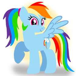 Size: 1400x1400 | Tagged: safe, artist:mlplary6, imported from derpibooru, rainbow dash, pegasus, pony, female, looking at you, mare, ponytail, smiling, smiling at you