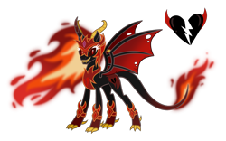 Size: 4296x2676 | Tagged: safe, artist:prismagalaxy514, artist:selenaede, imported from derpibooru, oc, oc only, alicorn, demon, demon pony, hybrid, original species, pony, armor, armored pony, claws, demon wings, demonic eyes, devil, devil horns, devil tail, evil, evil grin, fiery mane, grin, horns, redesign, sharp teeth, simple background, smiling, solo, tail, teeth, transparent background, wings