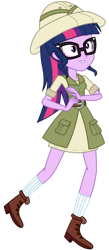 Size: 750x1713 | Tagged: safe, artist:ajosterio, imported from derpibooru, sci-twi, twilight sparkle, dance magic, equestria girls, spoiler:eqg specials, glasses, hat, pith helmet, simple background, solo, transparent background