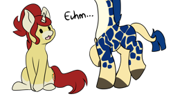 Size: 2992x1744 | Tagged: safe, artist:noxi1_48, imported from derpibooru, oc, oc only, oc:treble pen, giraffe, pony, unicorn, daily dose of friends, open mouth, simple background, sitting, transparent background