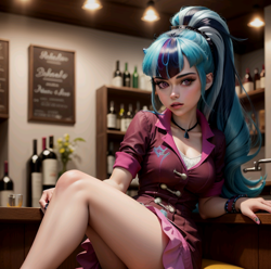 Size: 1080x1070 | Tagged: safe, imported from derpibooru, sonata dusk, ai content, ai generated, alcohol, wine