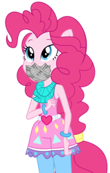 Size: 2512x3940 | Tagged: safe, artist:limedazzle, edit, imported from derpibooru, pinkie pie, equestria girls, legend of everfree, gag, simple background, solo, tape, tape gag, transparent background