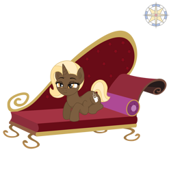 Size: 2500x2500 | Tagged: safe, artist:r4hucksake, imported from derpibooru, oc, oc:biscotto moka, pony, unicorn, fainting couch, female, lying down, mare, prone, simple background, solo, transparent background