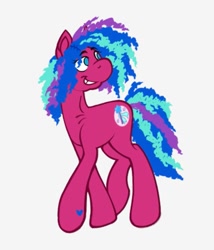 Size: 795x930 | Tagged: safe, artist:partyponypower, imported from derpibooru, ribbon wishes, earth pony, pony, blue hair, curly hair, g3, multicolored hair, redesign, simple background, walking