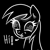 Size: 1000x1000 | Tagged: safe, artist:scandianon, imported from derpibooru, derpy hooves, pegasus, pony, black and white, black background, bust, dialogue, female, grayscale, happy, mare, monochrome, simple background, smiling, talking to viewer, wall eyed