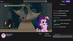 Size: 1852x1048 | Tagged: safe, anonymous artist, pipp petals, pegasus, pony, controller, crying, dark souls, drawthread, female, g5, git gud, livestream, makeup, mare, running makeup, sen's fortress, streamer